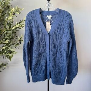 Sundance Marjoree Pointelle Knit Cardigan Sweater XS Cottagecore